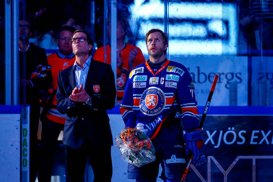 Växjös ordförande Michael Marchal och Växjös Tomi