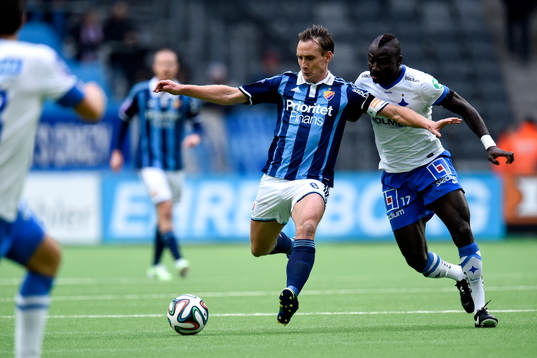 Djurgårdens Andreas Johansson och Norrköpings Alhaji