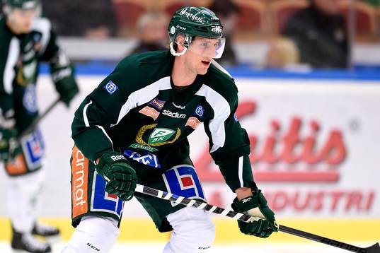 Färjestads Anton Hedman på uppvärmningen