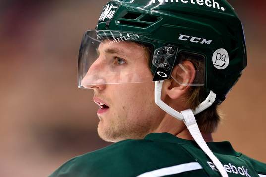 Färjestads Anton Hedman på uppvärmningen