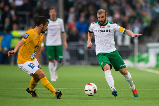 Jönköpings Fredric Fendrich bevakar Hammarbys Kennedy
