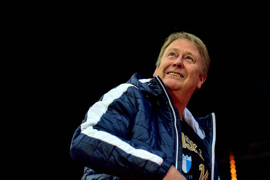 Malmö FFs tränare Åge Hareide firar SM-guld