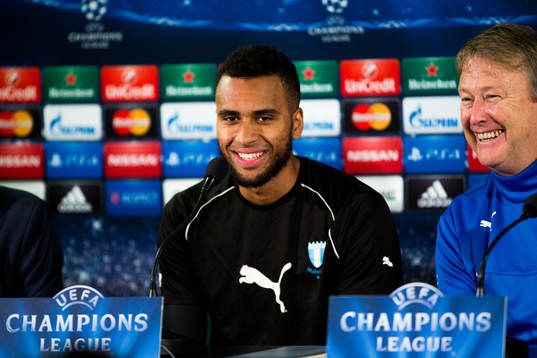 Malmö FFs Isaac Kiese Thelin och tränare Åge Hareide