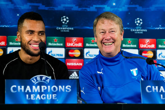 Malmö FFs Isaac Kiese Thelin och tränare Åge Hareide