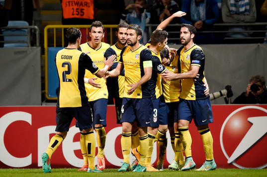 Atletico Madrids spelare firar 1-0 genom Koke