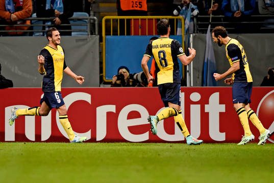 Atletico Madrids spelare firar 1-0 genom Koke