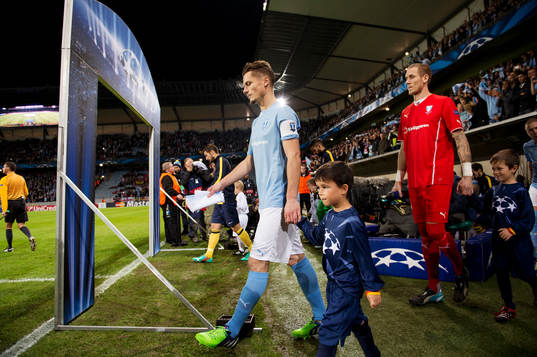 s Markus Rosenberg innan fotbollsmatchen i Champions League