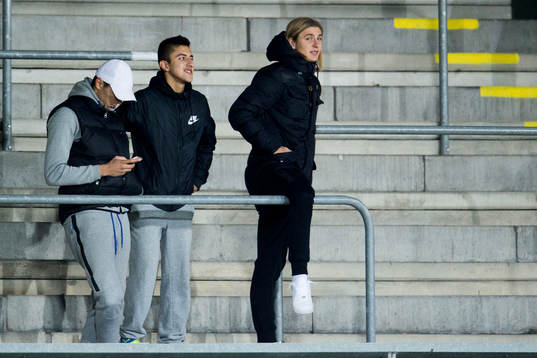 Malmö FFs Pawel Cibicki (th) som spelare i A-laget ser