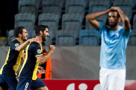 Atletico Madrids Raul Garcia och Koke jublar