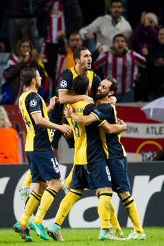Atletico Madrids spelare jublar