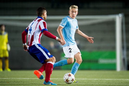 Malmö FFs Johan Brannefalk och Atlético Madrids Francois