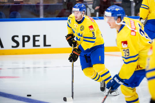 Sveriges Niclas Andersén före ishockeymatchen i Karjala