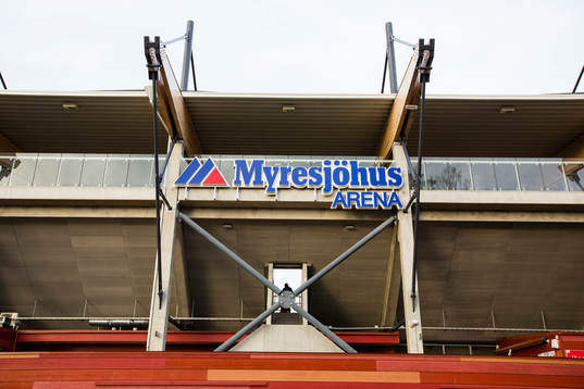 Skylt på Myresjöhus arena