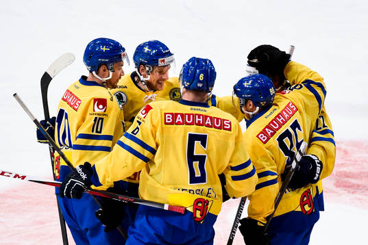 Sveriges spelare jublar