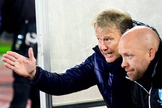 Malmö FFs tränare Åge Hareide och assisterande tränare