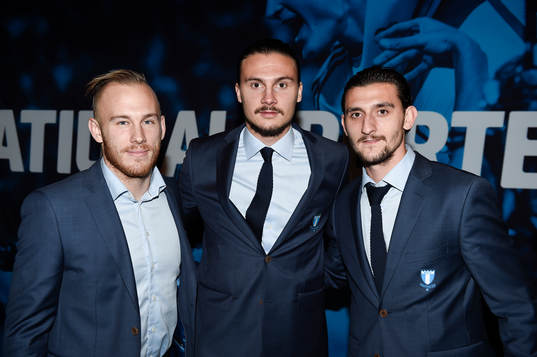 Malmö FFs Magnus Eriksson, Erik Johansson och Ahgon Mehmeti