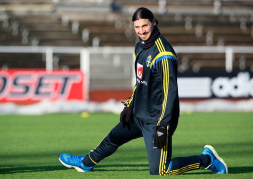 Sveriges Zlatan Ibrahimovic rehabtränar