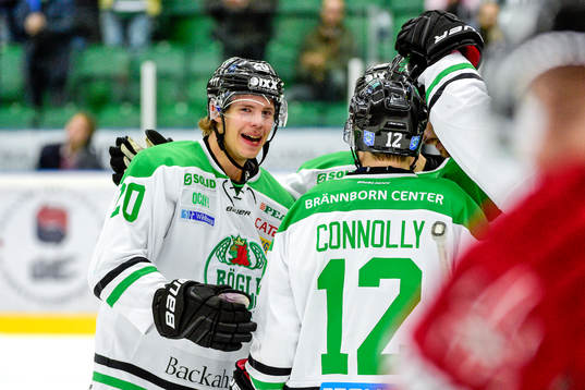 Rögles Calle Rosén och Jack Connolly jublar