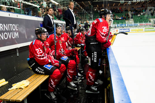 Vita Hästens spelare och ledare deppar på bänken