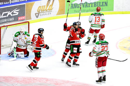 Moras målvakt Dan Bakala, Brett Palin och Emil Bejmo