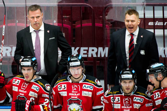 Malmö Redhawks tränare Mats Lusth och Jesper Mattsson