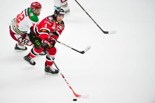 Malmö Redhawks Nils Bergström och Moras Daniel Hermansson