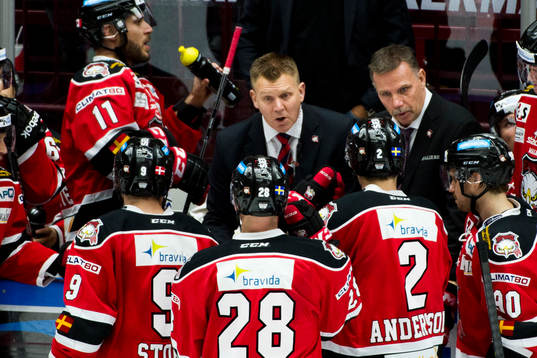 Malmö Redhawks Jesper Mattsson och tränare Mats Lusth