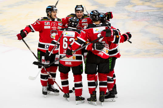 Malmö Redhawks spelare jublar