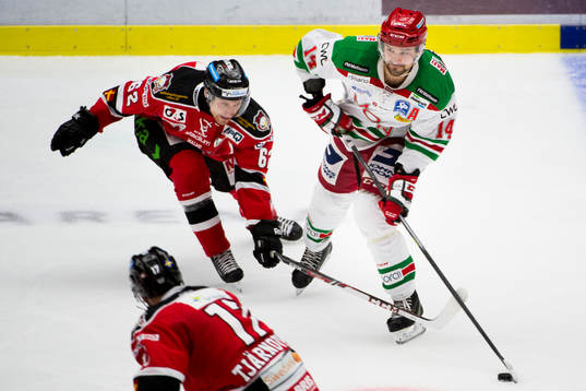 Moras Johan Alcén och Malmö Redhawks Jens Jakobs