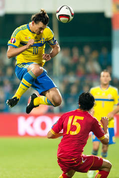 Sveriges Zlatan Ibrahimovic och Montenegros Stefan Savic