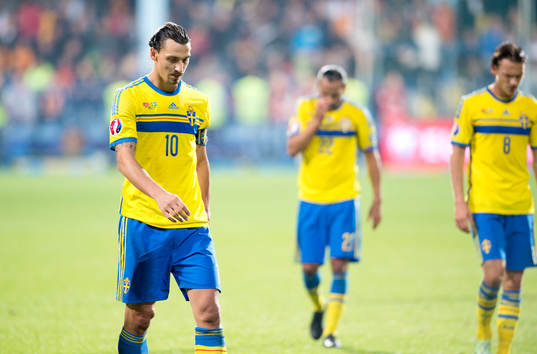 Sveriges Zlatan Ibrahimovic, Erkan Zengin och Albin Ekdal