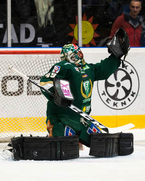 Färjestads målvakt Justin Pogge