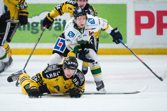 s Dennis Nordström ramlar framför Björklövens Henrik