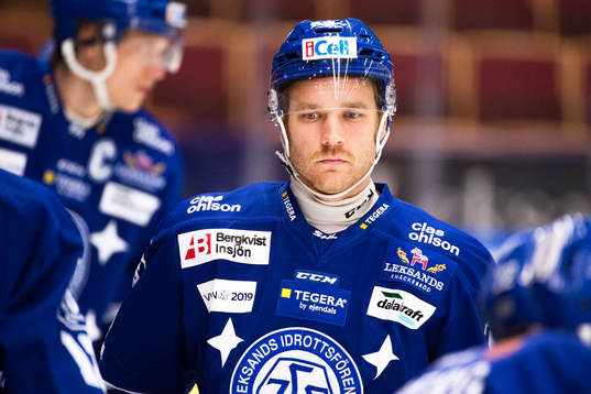 Leksands Jens Bergenström före ishockeymatchen i SHL