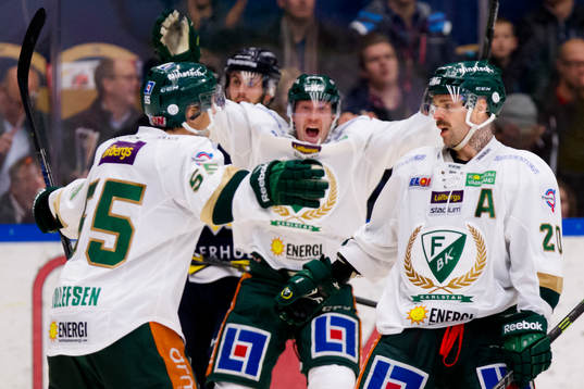Färjestads Ole-Kristian Tollefsen, Linus Persson och