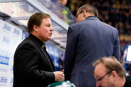 Färjestads Leif Carlsson och Färjestads tränare Tommy