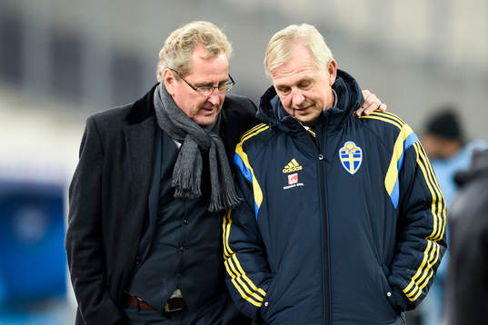 Sveriges förbundskapten Erik Hamrén och Landslagschef