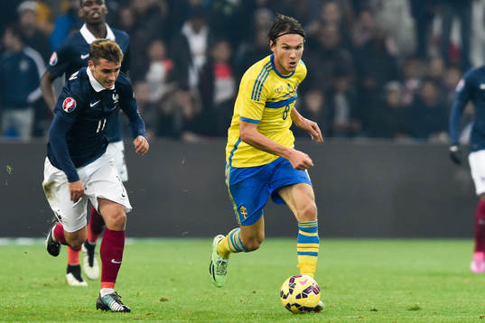 Sveriges Albin Ekdal och Frankrikes Lucas Digne