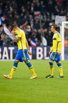 Sveriges Pontus Jansson och Emil Krafth deppar