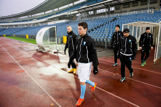 Malmö FFs Erdal Rakip, Magnus Eriksson, Pawel Cibicki och
