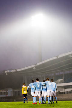 Malmö FFs spelare jublar på Malmö Stadion