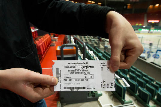 Biljett till ishockeymatchen i SHL mellan Frölunda och