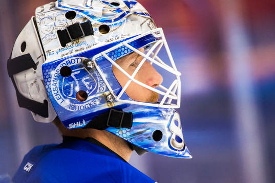 Leksands målvakt Joakim Lundström före ishockeymatchen i