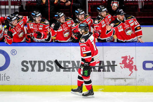 Malmö Redhawks nyförvärv Anton Lindholm jublar