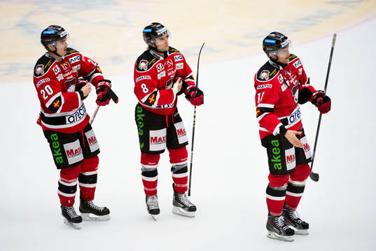 Malmö Redhawks Henrik Hetta, Tony Romano och Mathias