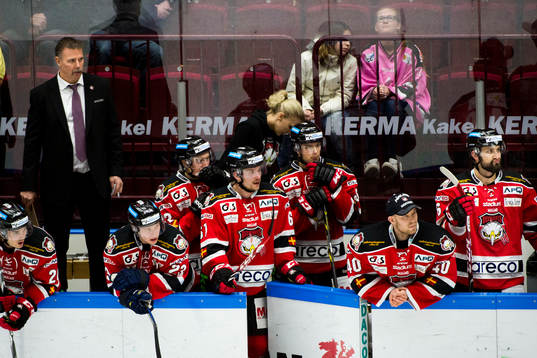 Malmö Redhawks tränare Mats Lusth och spelarna Henrik