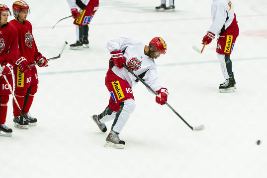 Donald Brashear tränar med sina lagkamrater