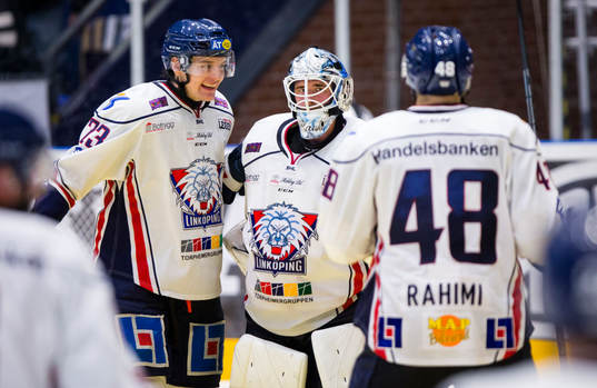 Linköpings målvakt David Rautio jublar