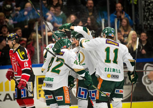 Färjestads Ludwig Byström, Joakim Hillding och Anssi