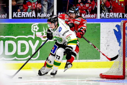 Björklövens Rasmus Edström och Malmö Redhawks Nicklas